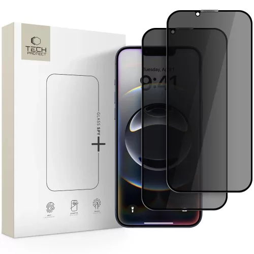 Tech-Protect Anti Spy Glass Pro+ 2-pack iPhone 16e / 14 / 13 Pro / 13 betekintésgátló edzett üvegfólia