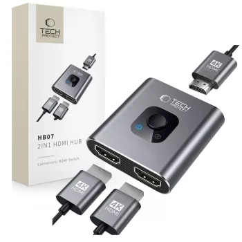   TECH-PROTECT HB07 HUB ADAPTER 2IN1 HDMI 4K 60HZ, USB-HUB, szürke