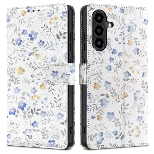 Tech-Protect Wallet Case Samsung Galaxy A56 5G Daisies tok, virágmintás, színes
