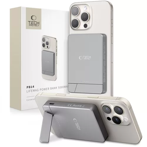 TECH-PROTECT PB14 LIFEMAG MAGSAFE POWER BANK 5000MAH, sötétszürke