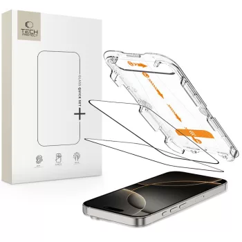   TECH-PROTECT QUICK SET+ 2-PACK iPhone 16 PRO BLACK edzett üvegfólia