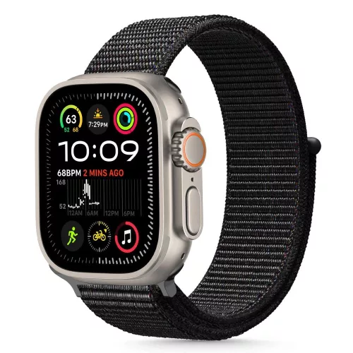 TECH-PROTECT NYLON APPLE WATCH 6/ 7/ 8/ 9/ 10/ SE/ ULTRA 1/ 2 (44/ 45/ 46/ 49 MM) tok, fekete