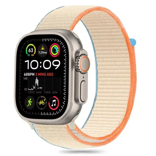 TECH-PROTECT NYLON APPLE WATCH 6/ 7/ 8/ 9/ 10/ SE/ ULTRA 1/ 2 (44/ 45/ 46/ 49 MM) óraszíj, krém