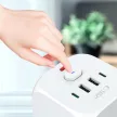 Tech-Protect PCL3x4 2x USB-A, 2x USB-C, 3x AC Type Schuko, hálózati elosztó, fehér