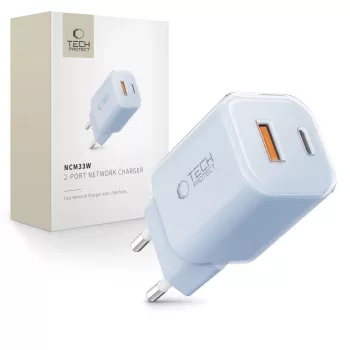   TECH-PROTECT NCM33W 2-PORT hálózati töltő PD33W/QC3.0 BABY , kék