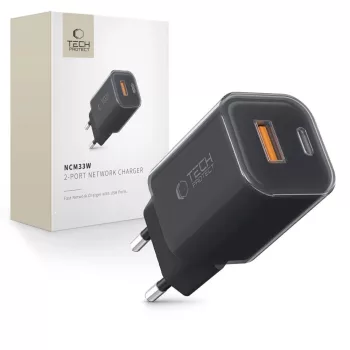   TECH-PROTECT NCM33W 2-PORT hálózati töltő PD33W/QC3.0, fekete