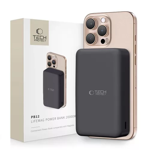 Powerbank Tech-Protect PB12 LifeMag MagSafe 20000MAH - fekete