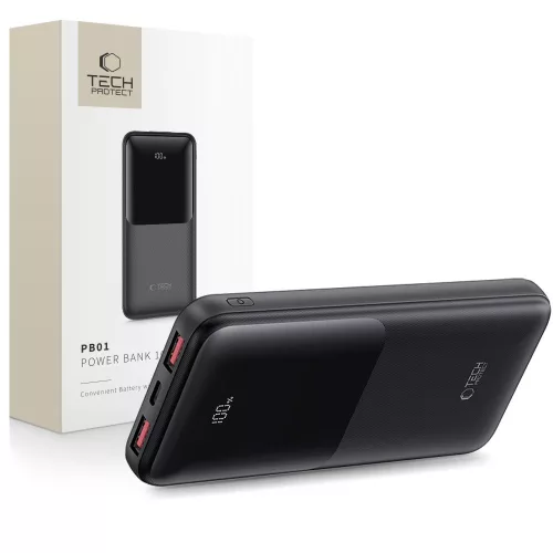 TECH-PROTECT PB01 POWER BANK 10000MAH 22.5W, fekete