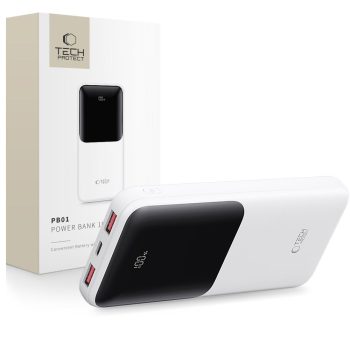 TECH-PROTECT PB01 POWER BANK 10000MAH 22.5W, fehér