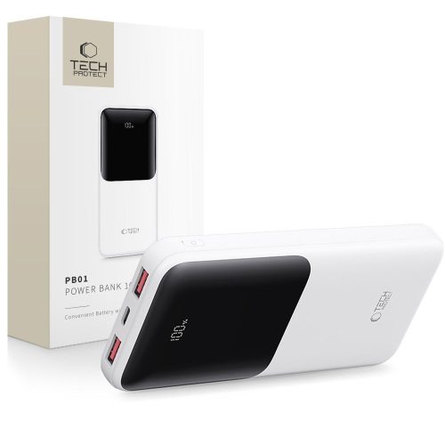 TECH-PROTECT PB01 POWER BANK 10000MAH 22.5W, fehér