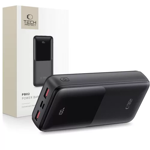 TECH-PROTECT PB02 POWER BANK 20000MAH 22.5W, fekete