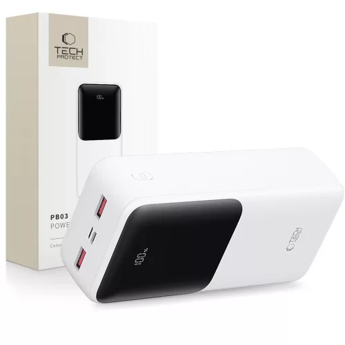 TECH-PROTECT PB03 POWER BANK 30000MAH 22.5W, fehér