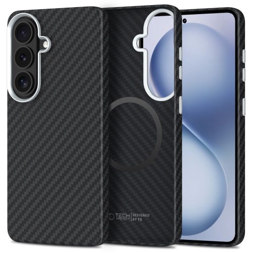 Tech-Protect Ion Carbon MagSafe Case Samsung Galaxy S26 tok, fekete-ezüst