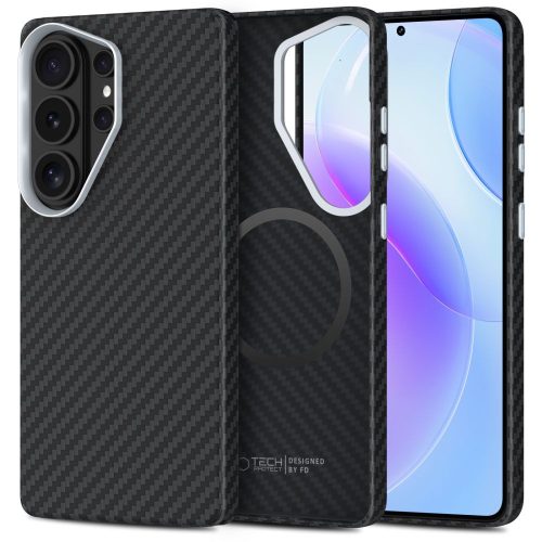 Tech-Protect Ion Carbon MagSafe Case Samsung Galaxy S26 Ultra tok, fekete-ezüst