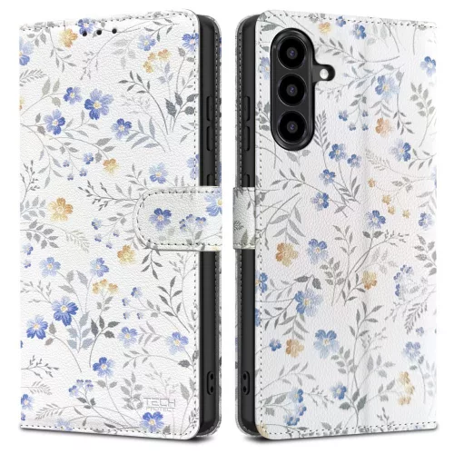 Tech-Protect Wallet Case Samsung Galaxy A57 5G tok, virágmintás színes