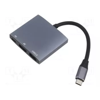 ART 3in1 USB C OEM-C17, USB-HUB, ezüst