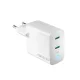 Forever TC-06-65CC GaN PD QC hálózati töltő 2x USB-C 65W, fehér