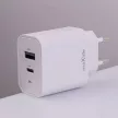Maxlife MXTC-06-20AC PD QC hálózati töltő 1x USB-C 1x USB 20W, fehér + USB-C - USB-C kábel 20W