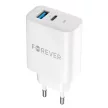 Forever TC-07-30AC PD QC hálózati töltő 1x USB-C 1x USB 30W, fehér + USB-C - USB-C kábel 60W