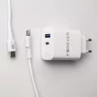 Forever TC-07-30AC PD QC hálózati töltő 1x USB-C 1x USB 30W, fehér + USB-C - USB-C kábel 60W