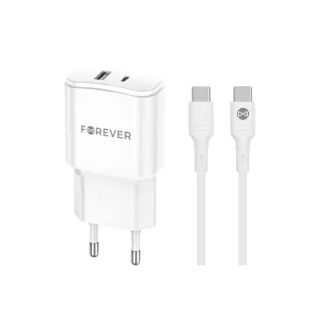 Forever TC-01-20AC PD QC USB-C - USB-C 20W, kábel, fehér