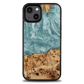   Bewood Wood and resin case iPhone 15 Plus Unique Uranus tok, kék