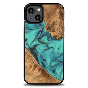   Wood and resin iPhone 15 Plus Bewood Unique Turquoise tok, színes