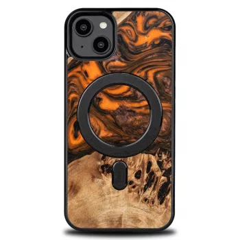   Wood and resin iPhone 15 Plus MagSafe Bewood Unique Orange tok, színes