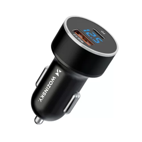 Wozinsky WDCCAC USB-C USB-A 36W autós töltő, fekete