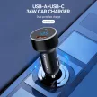 Wozinsky WDCCAC USB-C USB-A 36W autós töltő, fekete
