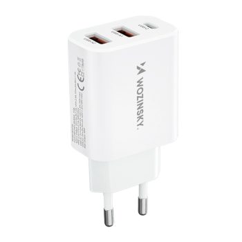   Wozinsky CWCUCW 30W USB-C / 2 x USB-A hálózati töltő, fehér