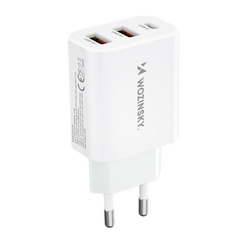 Wozinsky CWCUCW 30W USB-C / 2 x USB-A hálózati töltő, fehér