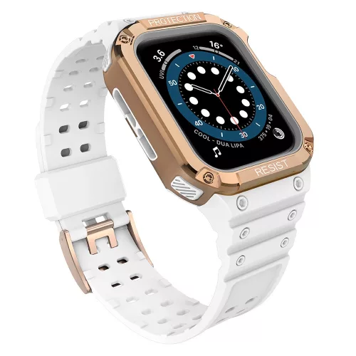 Protect óraszíj Band tok óraszíj Apple Watch 7/SE (41/40/38mm) tok Armor Watch Cover, fehér