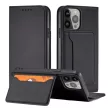 Magnet Card Case case iPhone 14 Plus flip cover wallet stand tok, fekete