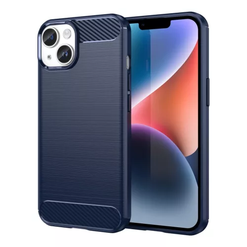 Carbon Case iPhone 14 case flexible gel back cover tok, kék
