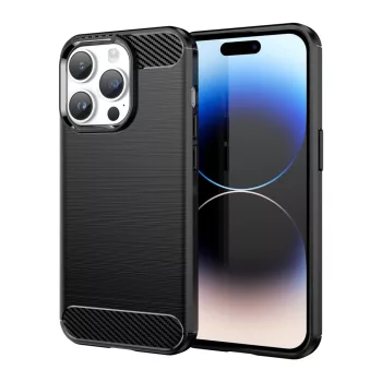   Carbon Case iPhone 14 Pro Max flexible gel back cover tok, fekete