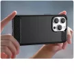 Carbon Case iPhone 14 Pro Max flexible gel back cover tok, fekete