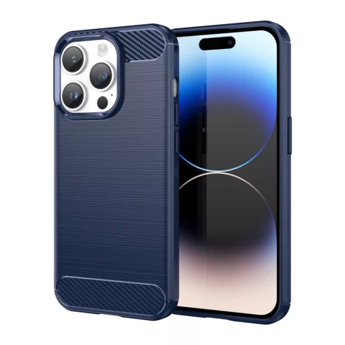 Carbon Case iPhone 14 Pro Max flexible gel back cover tok, kék