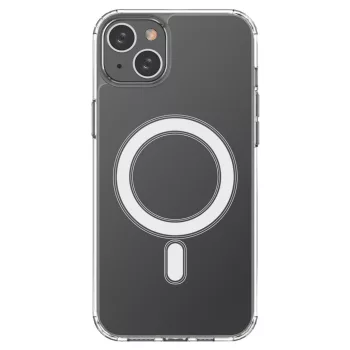   Clear Magnetic Case MagSafe iPhone 14 Plus tok, ezüst ring tok, átlátszó