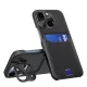 Leather Stand Case case iPhone 14 Plus cover card wallet stand tok, fekete
