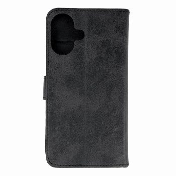 Leather Book Case iPhone 16 tok, fekete