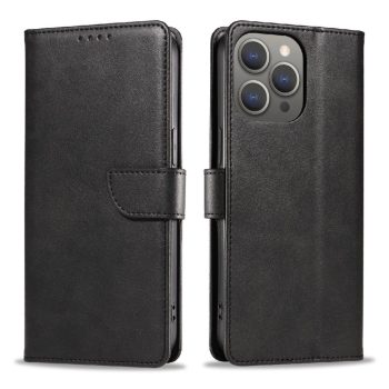 Leather Book Case iPhone 16 Pro - tok, fekete