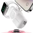 Wozinsky WF16-YLS mini powerbank 5000mAh 15W Lightning csatlakozóval, beépített Type-C kábellel + vezeték nélküli Apple Watch töltés, fehér