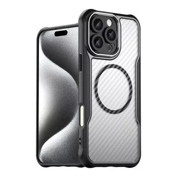   Leading Series MagSafe Silicone Case iPhone 16 Pro Max - tok, fekete