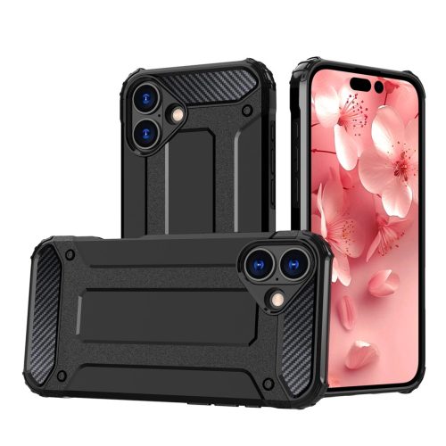 Hybrid Armor iPhone 16 Case tok, fekete
