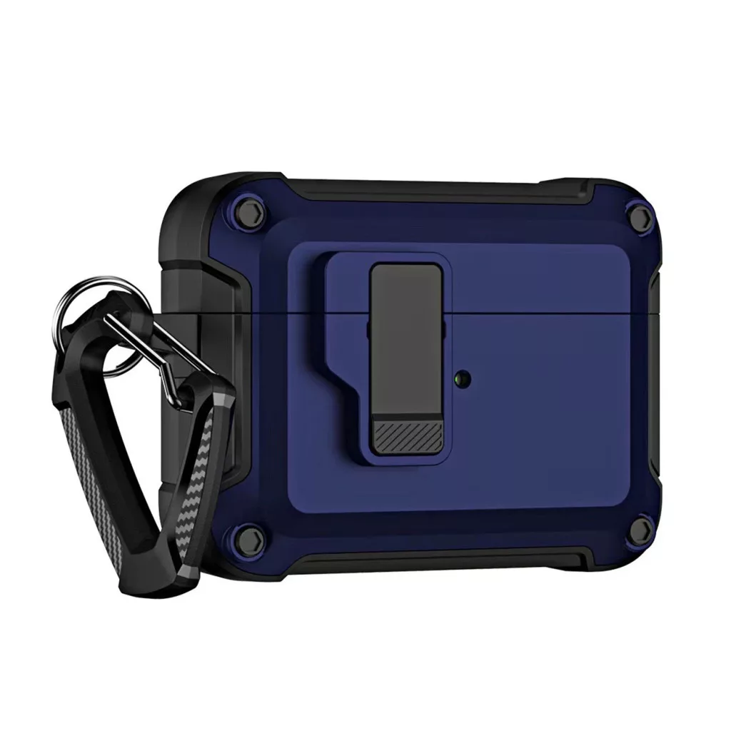 Apple Airpods 4 Armor case ütésálló tok, fekete-kék - TOK-ST