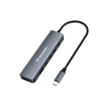 Wozinsky USB-C 6 az 1-ben hub WHBC10Y4S, kábel, szürke
