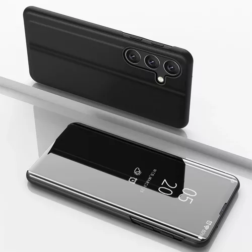 Clear View Case Samsung Galaxy S25 Cover with Flip tok, fekete
