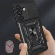 Hybrid Armor Camshield with Camera Cover and Metal Ring Samsung Galaxy S25 tok, fekete