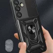 Hybrid Armor Camshield with Camera Cover and Metal Ring Samsung Galaxy S25 Plus tok, fekete
